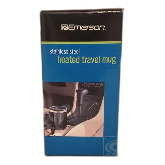 Emerson New Stainless Steel Heated Travel Mug Black & Chrome 14 Fl Oz - Picture 5 of 8
